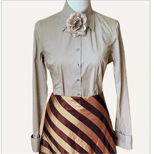 HAWES & CURTIS Taupe Fitted Hipster Shirt Size 40